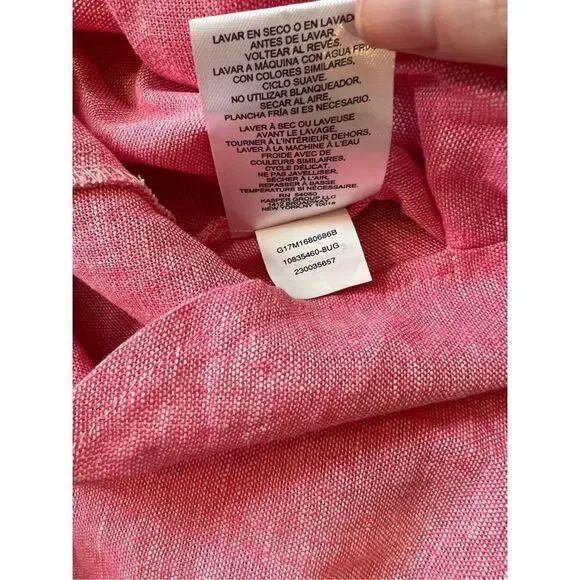 NWT! Jones New York Pink Linen Blend Shacket Jacket With Rolled Tab Small - Picture 8 of 9